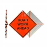 Roll Up Sign & Stand - 48 Inch Road Work Ahead Roll Up Reflective Traffic Sign